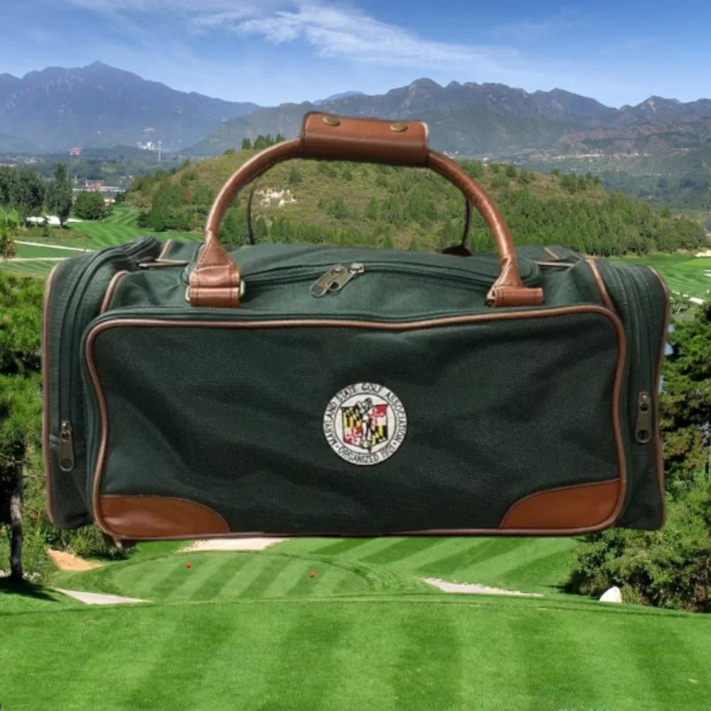 Rare Maryland State Golf Association Green Canvas Locker Room Duffle Bag Luggage